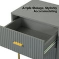 thumbnail image 4 of Wooden 2 Drawer Storage End Table Chest Cabinet Table Metal Legs for Home Grey, 4 of 6