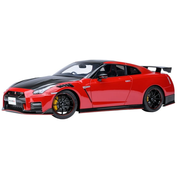 2022 Nissan GT-R (R35) Nismo Special Edition RHD Vibrant Red with Carbon Hood and Top 1/18 Model Car by Autoart