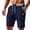 Dark Blue1, variant on Ohufall Mens Cargo Shorts Solid Color Pockets Breathable Casual Shorts Holiday Outdoor Elastic Waist Drawstring Shorts