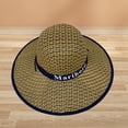 thumbnail image 3 of huanledash Straw Hat Large Brim Straw Drawstring Closure Handmade Round Dome Sun Protection Comfortable Women Summer Beach Sun Hat Outdoor Supply, 3 of 8