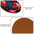 thumbnail image 5 of Seven Starred Ladybird Round Microfiber Leather Drink Coasters (6PCS) - Set of 6 Coasters, 11x11 cm/4.3x4.3 in, Stylish for Your Table - Black Color, 5 of 6