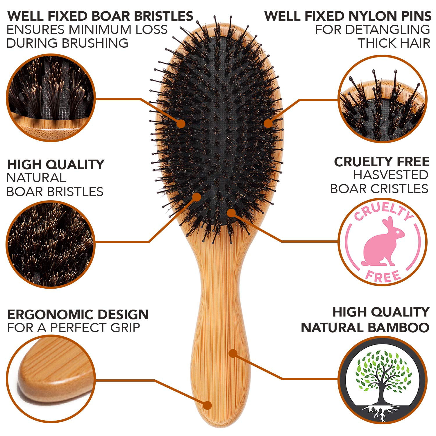 Wild Boar Bristle Hair Brush – The Soap Dispensary and Kitchen Staples