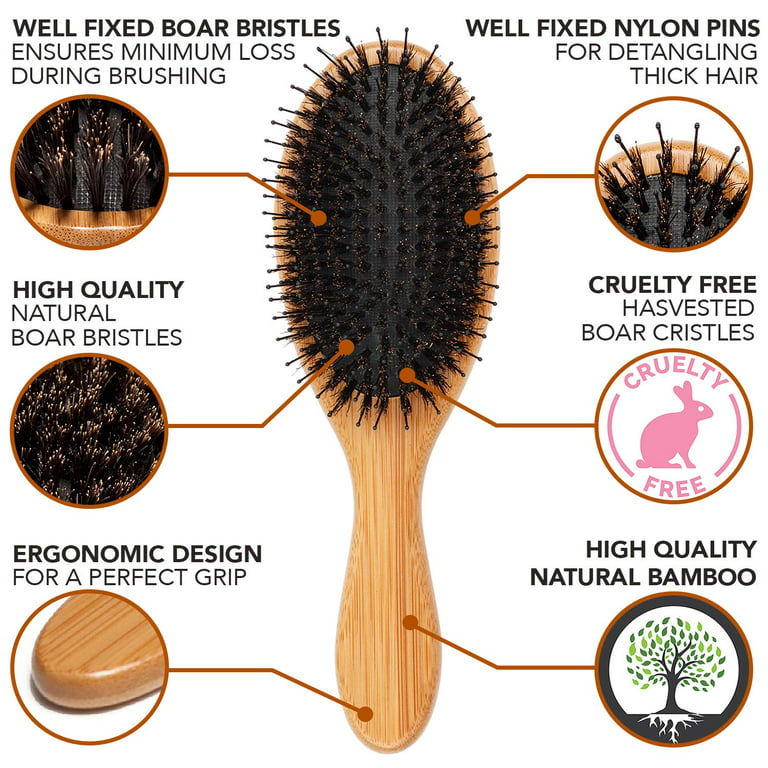 Premium Boar Bristle and nylon hair brush - Medium size – MIŠEL