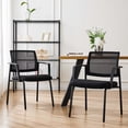 thumbnail image 3 of edx 1 Pack Mesh Back Stacking Arm Chairs, Guest Reception Chairs, Ergonomic Office Chair with Armrests, Black, 3 of 7