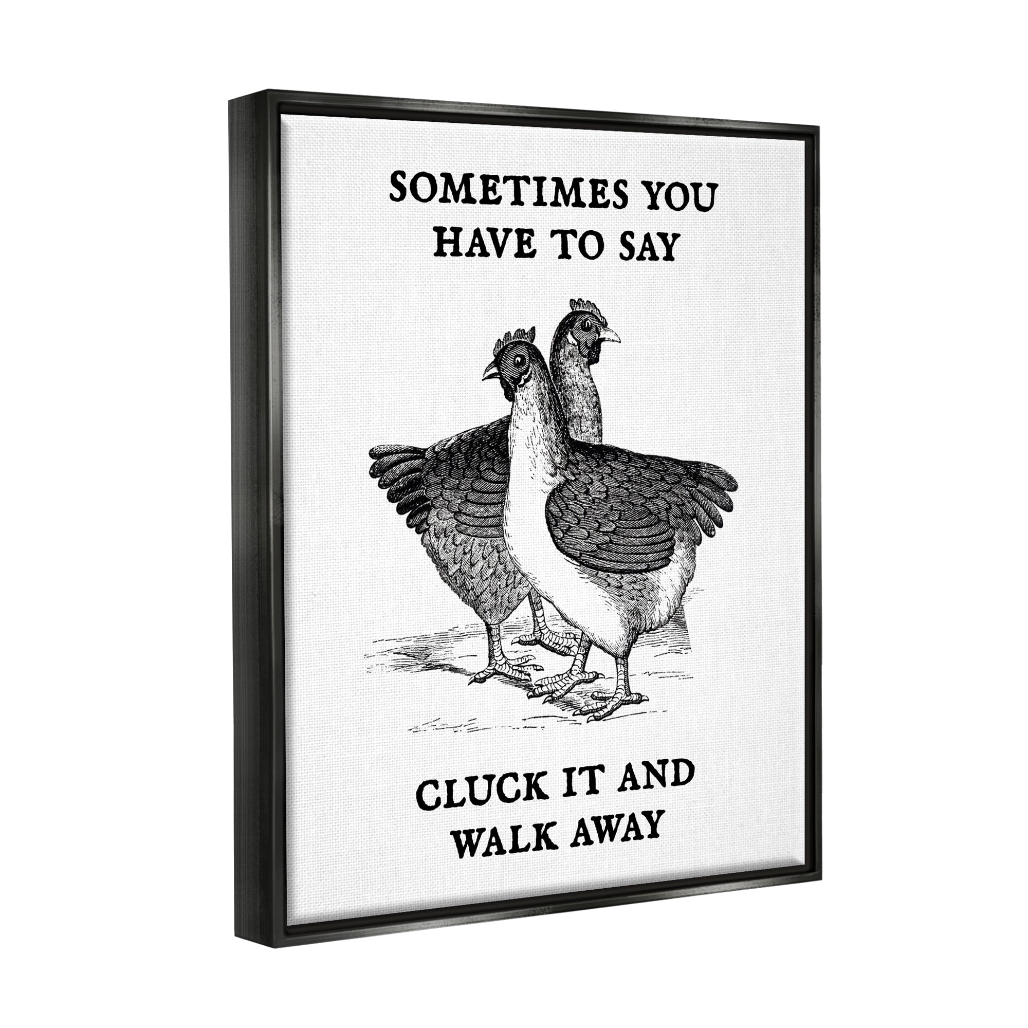 Stupell Cluck It Funny Country Hens Humor Animals & Insects Painting Black Floater Framed Art Print Wall Art