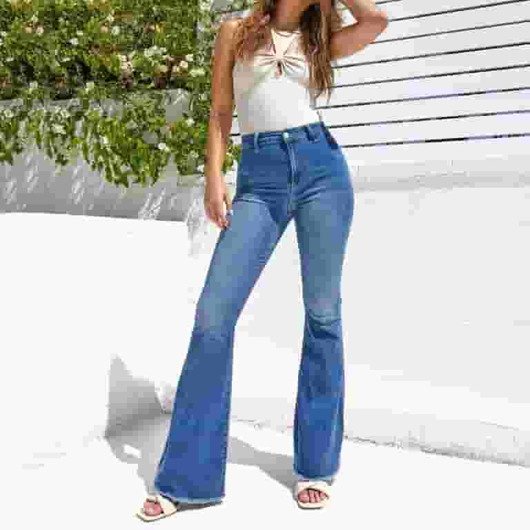 Ierhent Flate Jeans Flare Jeans for Women Elastic Mid Rise Ierhent Flate Jeans Flare Jeans for Women Elastic Mid Rise