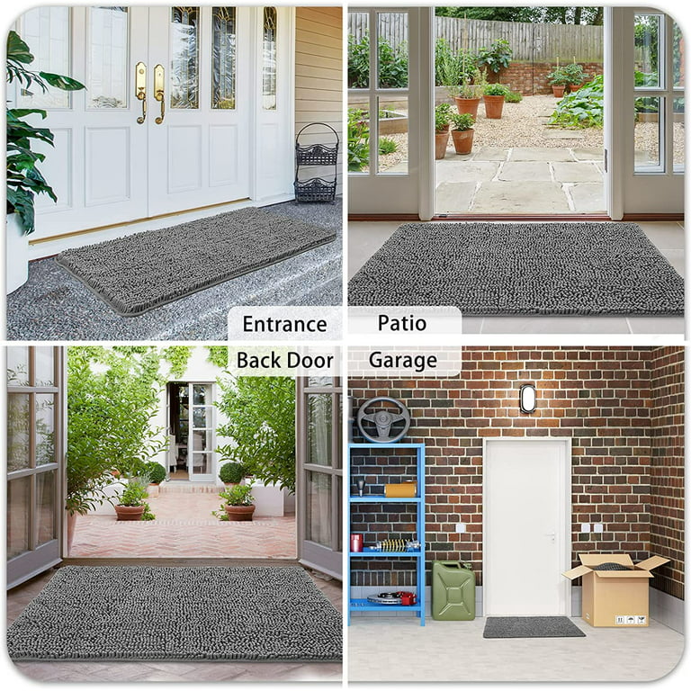 HOMEIDEAS Absorbent Chenille Door Mat Indoor, 20“x32”, Dirt Trapper Machine  Washable Non Slip Throw Rugs for Entryway, Entrance, Mud Room, Thick