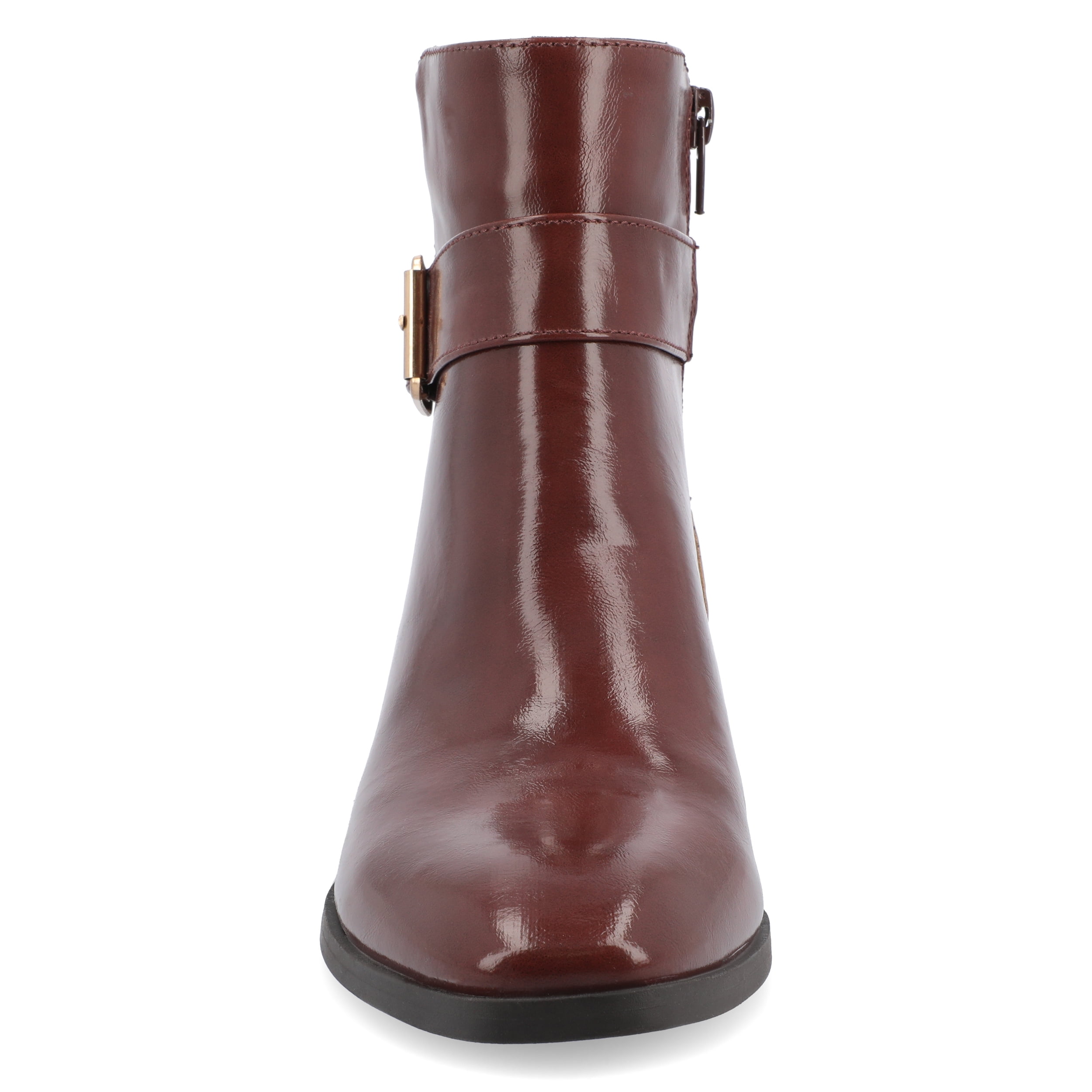 Journee Womens Elley Stacked Block Heel Square Toe Booties