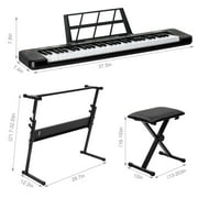 Glarry 61 Key Lighting Keyboard with Piano Stand, Piano Bench, Built In Speakers for Beginners