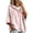 Pink, variant on Women's Striped Hoodie Sweater Elbow Sleeve Henley Oversized Knit Pullover Tops Loose Slouchy Half Button Poncho for Fall Outfits, Pink, XXL