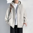 thumbnail image 5 of LpwkSSA Men's Cardigan Hooded Jacket Solid Color Quilted Zipper Long Sleeve Drawstring Windproof Outcoat with Pocket Trendy Loose Workout Coat Silver XL, 5 of 6