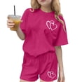 thumbnail image 1 of Ensemble Deux Pièces pour Filles, Haut à Manches Courtes et Short, Col Rond, Tenue d'Été Décontractée avec Petits Imprimés, 1 of 8