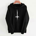 thumbnail image 4 of VOONCAS Women's Distressed Cross Graphic Hoodie - XL, Black, Gothic Streetwear, 100% Polyester Relaxed Fit with Kangaroo Pocket, 4 of 4