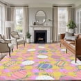 thumbnail image 2 of Easter Bunny Area Rugs Collection 5'x7', Colorful Eggs Spring Leaves Daisy Yellow Pink Plaid Non Slip Indoor Rectangle Throw Runner Rug Floor Mat Carpet for Living Room Dining Table Bedroom Nursery, 2 of 9