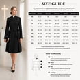 thumbnail image 3 of Afinprain Womens Clergy Long Sleeve A‑Line Dress with Tab Collar Tie Belt Side Buttons, 3 of 7