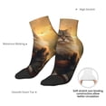 thumbnail image 6 of Rateoe Lakeside Flower Field Cat Pattern Quarter Crew Socks,Toe Seamed Ankle Socks,Cotton Cushioned Breathable Athletic Crew Sports Socks, 6 of 7