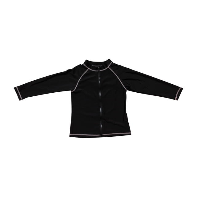 SwimZip Little Kids' Long Sleeve Zipper Rash Guard UPF 50+ Black
