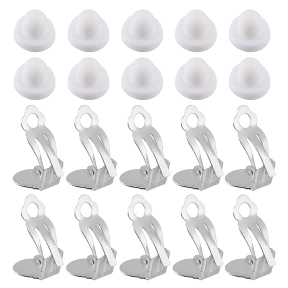 Earring Converter with Silicon Earring Pads, 20Pack  Earring Findings with Easy Open Loop (White)