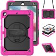thumbnail image 1 of XYX For iPad 9th/8th/7th Generation 10.2 inch Case, 360 Rotating Shockproof Cover with Stand, Screen Protector, Shoulder Strap, Rose, 1 of 7