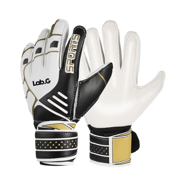 Guantes De Portero Fútbol Antideslizante Talla 9 Lab.G Blanco, Dorado