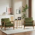 thumbnail image 6 of Ktaxon Accent Chair Line Fabric Upholstered Armchair, Reading Club Chair with Pillow for Living Room Bedroom Furniture Green, 6 of 7