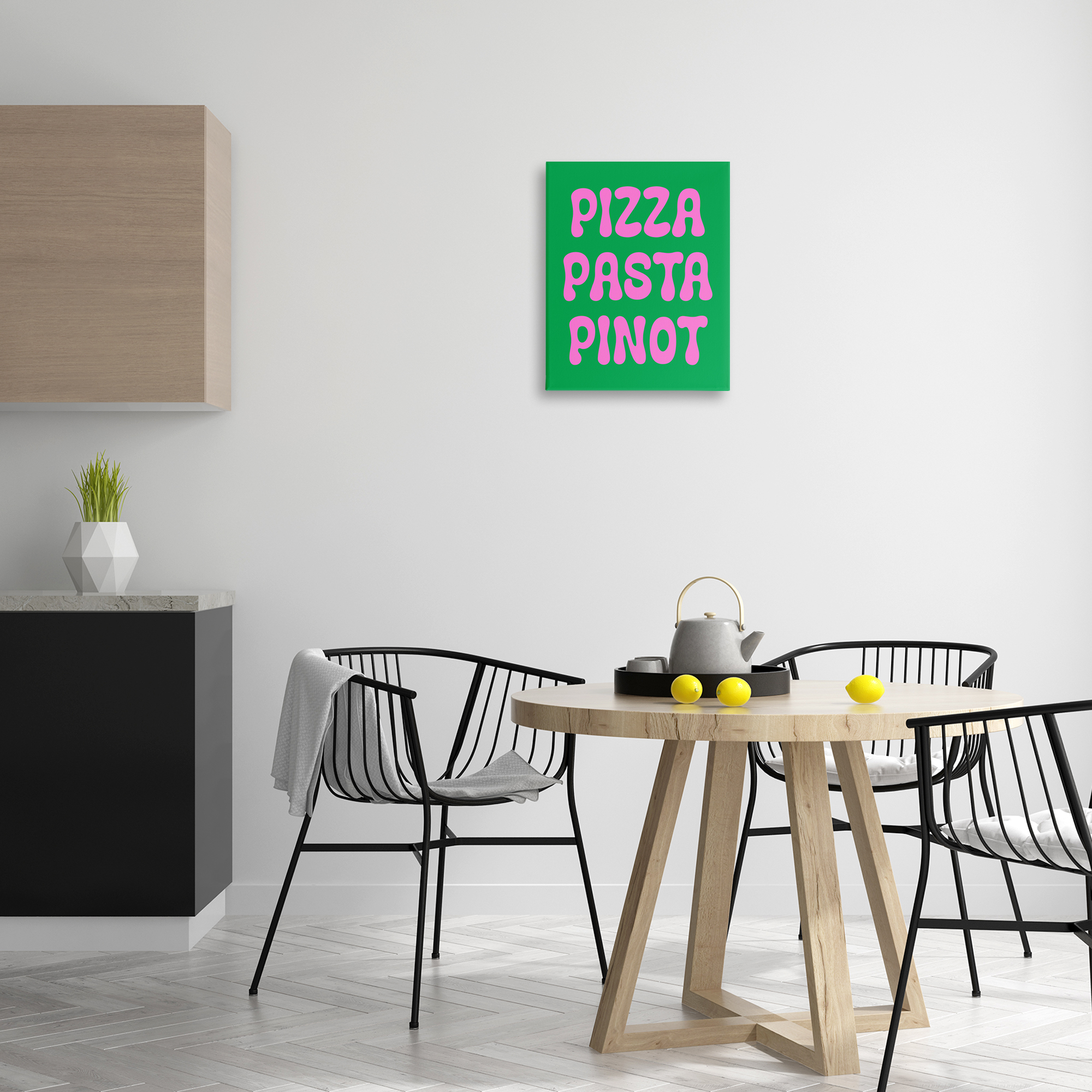 Stupell Industries Pizza Pasta Pinot Food & Beverage Painting Wrapped Canvas Art Print Wall Art, 16 x 20