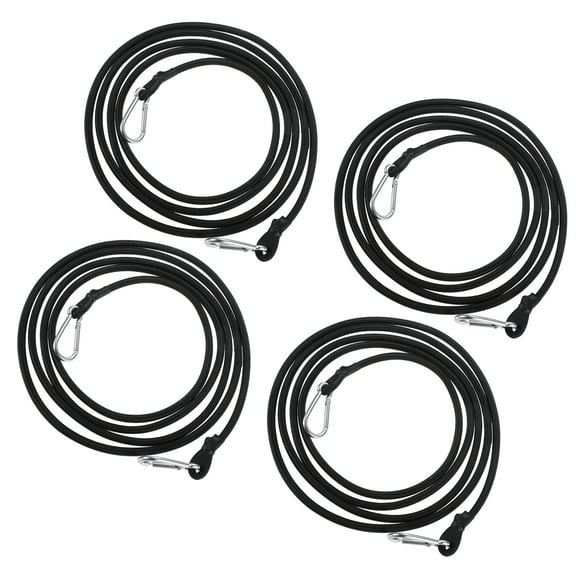 Unique Bargains 4 Pcs Strong Elastic Strapping Rope Tie Down Moving Straps with Hook for Motorcycle 300cm 118.11' Black