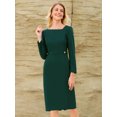 thumbnail image 2 of DARING DIVA Women's Vintage Pencil Asymmetrical Neck Long Sleeves Dress XL Green, 2 of 7