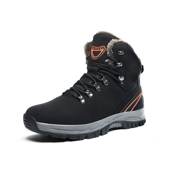 Mens Snow Boots Casual Lightweight Waterproof Hiking Boots Winter Warm Comfortable Fur Lined Work Ankle Boots Black 11 US