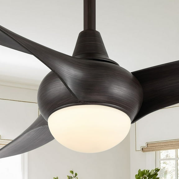 JONATHAN Y Aviator 52" 1-Light Coastal Vintage Iron/Plastic Mobile-App/Remote-Controlled 6-Speed Retro Swirl Integrated LED Ceiling Fan, Dark Brown Wood Finish