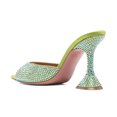 thumbnail image 4 of XYD Women Trendy Sparkle Rhinestone Studs Mules Pointy Open Toe Flared High Heel Slip On Sandals Wedding Shoes Size 5 Pale Green, 4 of 4