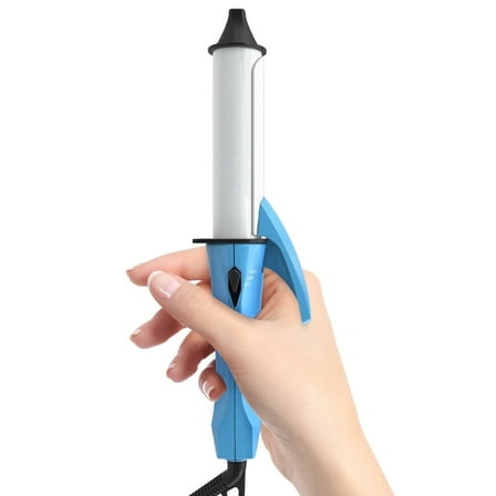 Wazor Travel Size Curling Iron 1 inch Ceramic Deep Wave Mini Curling Irons, Rotating, Blue