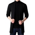 thumbnail image 2 of Men's Knitted Cardigan Chenille Lapel Buttonless Solid Color Simple Business Casual Mens Cardigan Black 4XL, 2 of 6