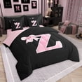 thumbnail image 2 of Manfei Personalized Initial Z Twin Bedding Sets 7-Piece for Girls, Pink Bow Tie Bedding Comforter Set, Watercolor Monogrammed Sheet Sets, Breathable Room Decor, 2 of 6
