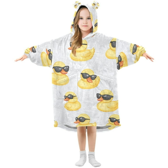 joogoo Wearable Blanket Hoodie for Cute Duck with Sunglasses Oversized Sherpa Hooded 3-14 YR M