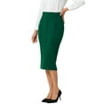 thumbnail image 4 of INSPIRE CHIC Women's Pencil Skirt High Waist Pleated Front Work Office Bodycon Skirts 2XL Dark Green, 4 of 6