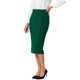 thumbnail image 4 of Falda Lápiz de Mujer Inspire Chic de Cintura Alta con Pliegues Frontal para Oficina, Falda Bodycon S Verde Oscuro, 4 of 6