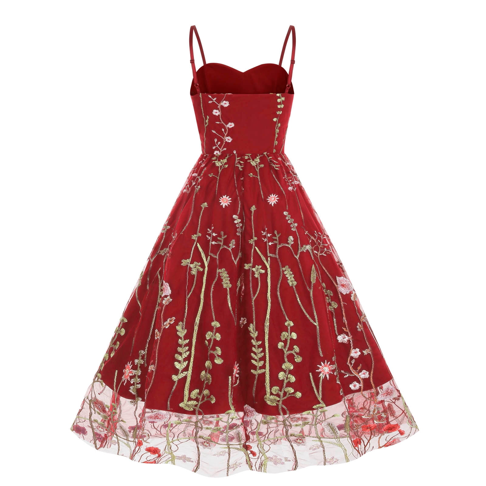 Xihbxyly Sleeveless 50s Retro Vintage Dress for Women Waist Square Neck Homecoming Tea Party Midi Dresses Retro Dresses