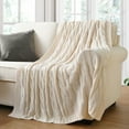 thumbnail image 6 of Cream Cable Knit Blankets, White Herringbone Decorative Knitted Throw,Housewarming Gifts,50"x60", 6 of 8