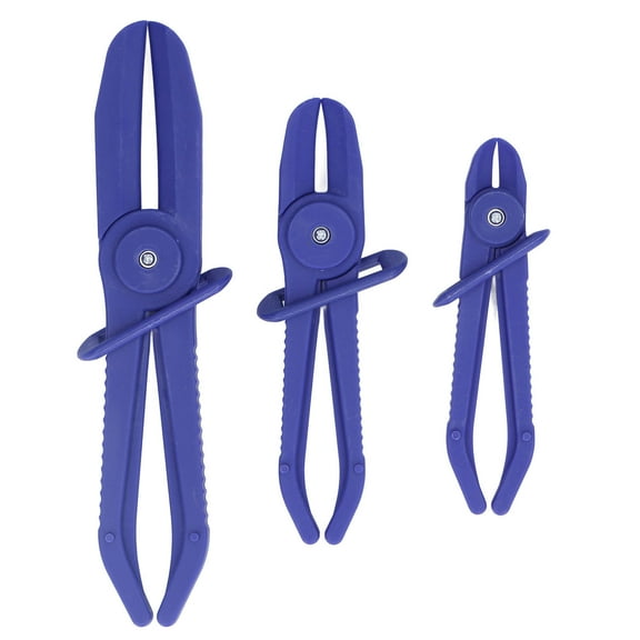 3PCS Flexible Hose Line Pliers , Line Clamp Pliers Set Hose Pinch Pliers Set Insulated Nylon Brake Fuel Hose Clamps Multiple Sizes Blue
