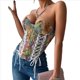 thumbnail image 3 of Tops de Corsé para Mujer, Estilo Renacentista, con Encaje Floral, Sobre el Busto y Corpiño con Ballenas Flores S, 3 of 10