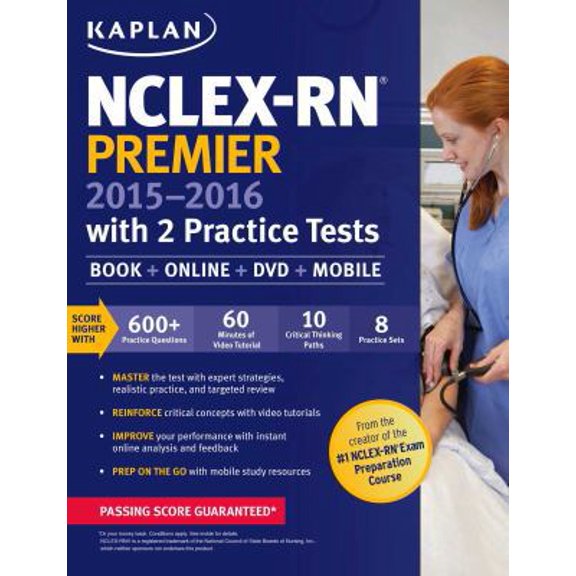 Pre-Owned Kaplan NCLEX-RN Premier 2015-2016: With 2 Practice Tests (Paperback) 1618658743 9781618658746