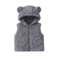 thumbnail image 1 of Children's Winter Solid Sleeveless Hooded Zipper Fleece Warm Coat, 1 of 5