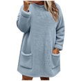 thumbnail image 2 of LEKWK Plus Size Soft Sweatshirts for Women Oversized Fit Crew Neck Long Sleeve Tops Plus Size Fleece Sherpa Sweatshirts Dual Front Pockets Winter Cozy Outfits, 2 of 3