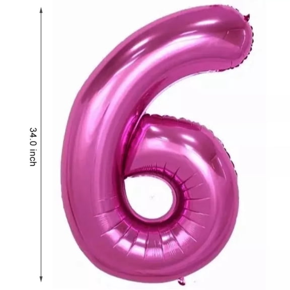 Rose Pink Number "6" Aluminum Balloon