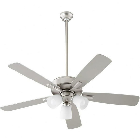 Milky Whey 5 Blade Ceiling Fan with Light Kit in Transitional Style-18.25 inches Tall and 52 inches Wide-Satin Nickel Finish-Silver/Weathered Gray