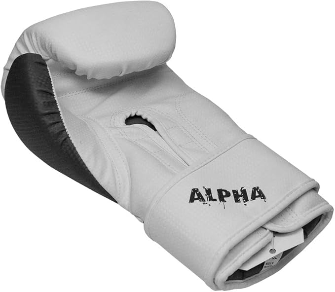The Champ Fight Gear Alpha Series Boxing Gloves with Wrist Support for Boxing Kickboxing Muay Thai Training or Sparring Punching Bag Mitts,Black/White, 12Oz