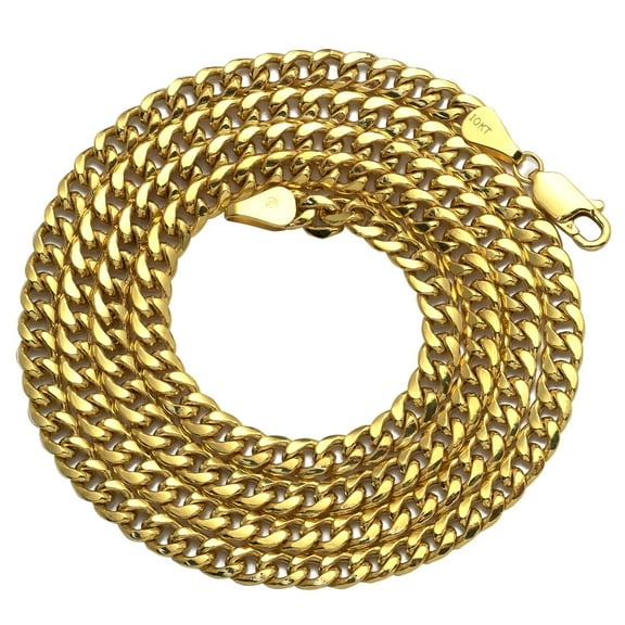 Lovebling 10k Yellow Gold 4.5mm Hollow Miami Cuban Necklace (16")