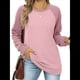 thumbnail image 2 of Sudadera Ligera de Larga con Cuello Redondo y Diseño Raglán con Bloques de Color para Mujer Rosa M, 2 of 10