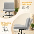thumbnail image 6 of COOLHUT Office Chair Armless Criss Cross Legged Chair with Wheels, Linen Fabric Comfy Home Office Desk Chairs, Wide Seat Vanity Task Computer Chair, Light Gray, 6 of 17
